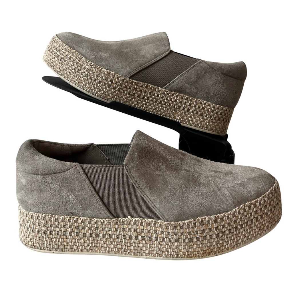 Vince Espadrille Suede Platform Slip On Sneakers US 6 EU 36 Grey Boho Coastal